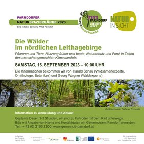 Bild zeigt Flyer zur Veranstaltung "Die Wälder im Nördlichen Leithagebirge""