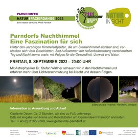 Bild zeigt Flyer zur Veranstaltung "Parndorfs Nachthimmel"